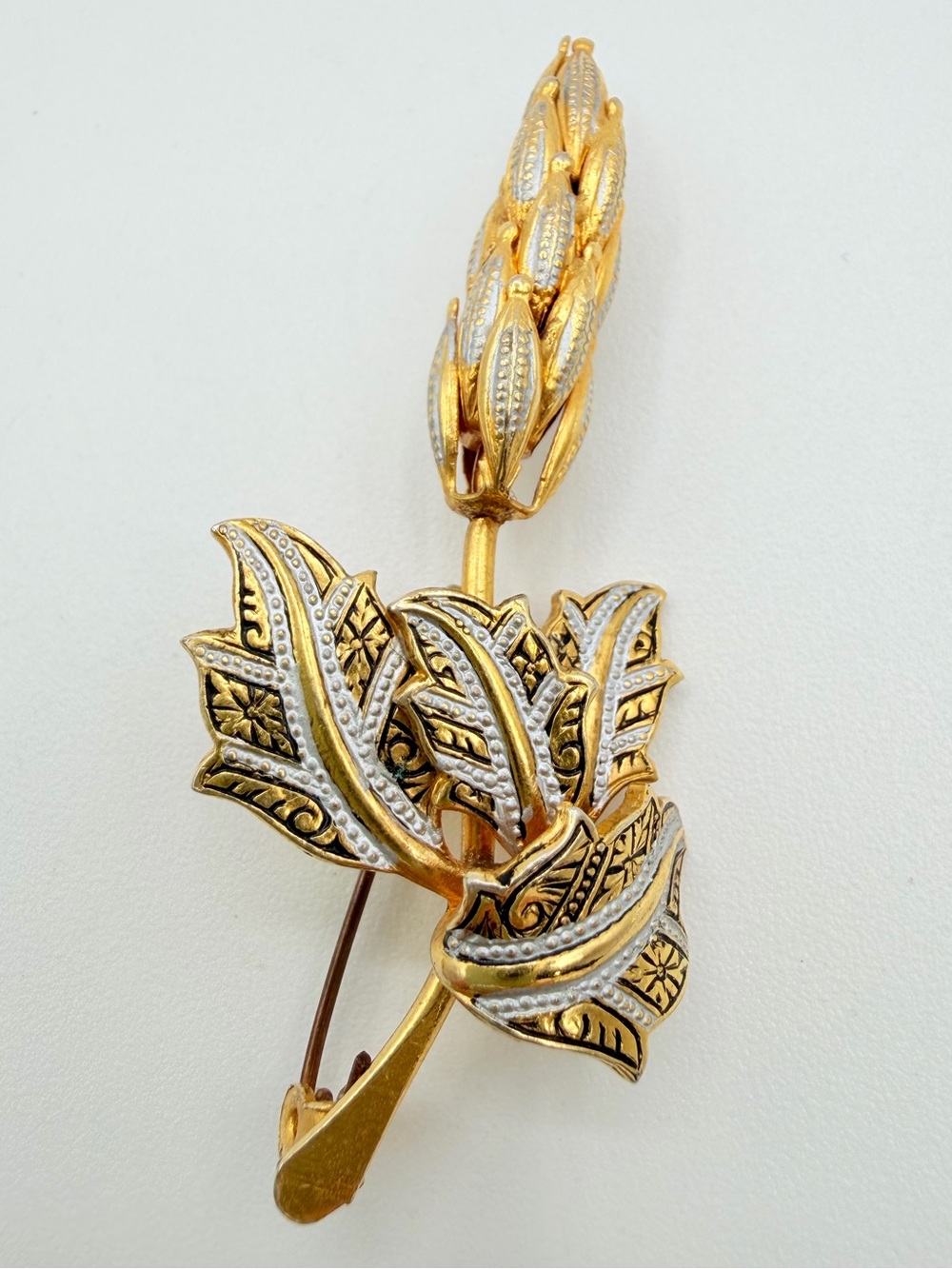Vintage Mixed-Metal Art Deco Style Brooch